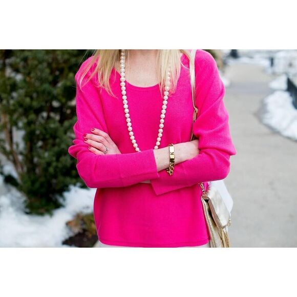 Garnet Hill Pink Cashmere Sweater - Picture 1 of 5